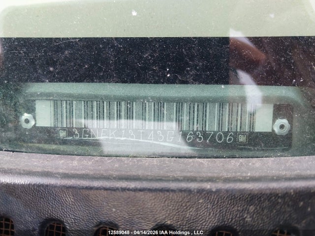 Aukcja sprzedaży 2003 Chevrolet Avalanche, vin: 3GNEK13T43G163706, numer aukcji: 12589048