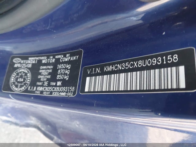 Продаж на аукціоні авто 2008 Hyundai Accent Gl/gl Sport/l, vin: KMHCN35CX8U093158, номер лоту: 12589057