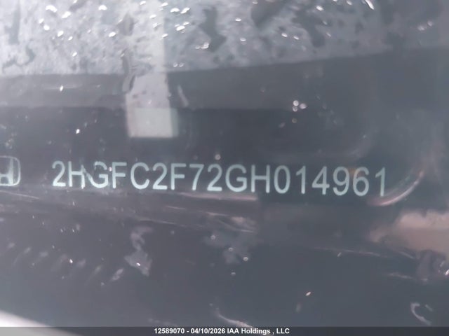 Aukcja sprzedaży 2016 Honda Civic, vin: 2HGFC2F72GH014961, numer aukcji: 12589070