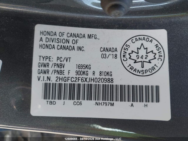 2HGFC2F6XJH020988 Honda Civic Lx