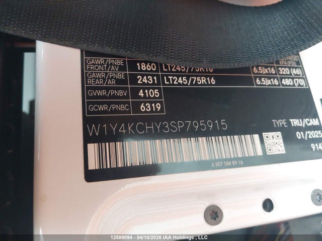 W1Y4KCHY3SP795915 Mercedes-Benz Sprinter 2500 High Roof 4-cyl Diesel