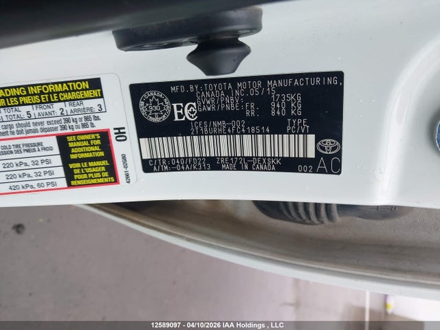 Toyota Corolla S 2015 2T1BURHE4FC418514 Image 18