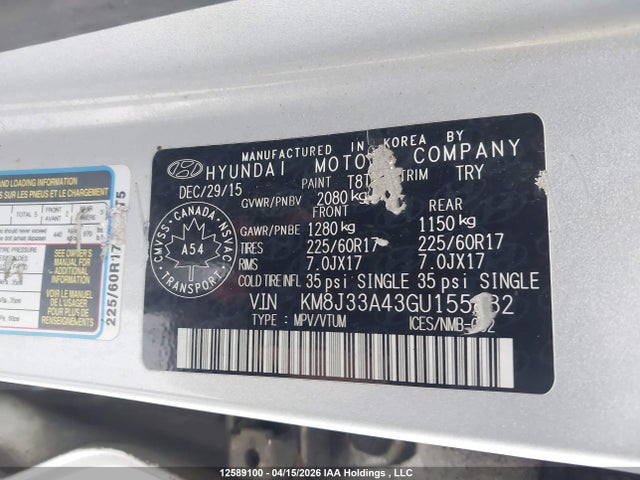 KM8J33A43GU155882 Hyundai Tucson Premium