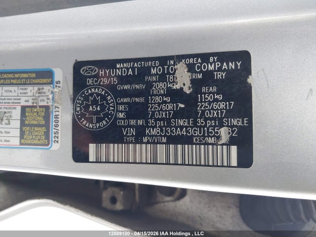 KM8J33A43GU155882 Hyundai Tucson Premium