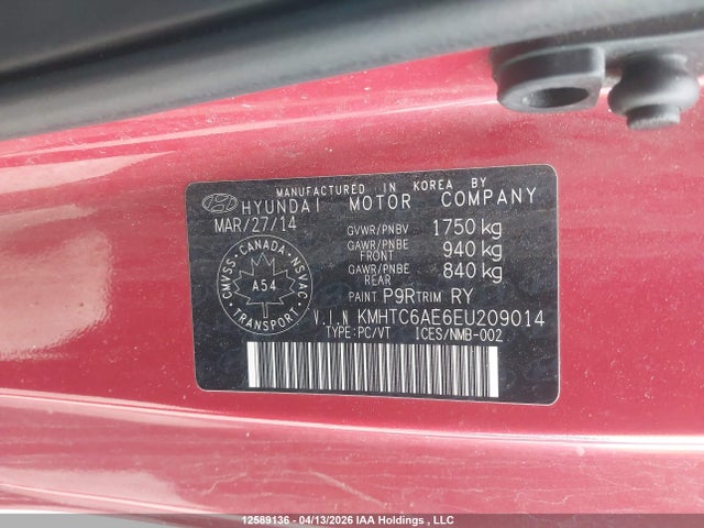 Продаж на аукціоні авто 2014 Hyundai Veloster Turbo, vin: KMHTC6AE6EU209014, номер лоту: 12589136