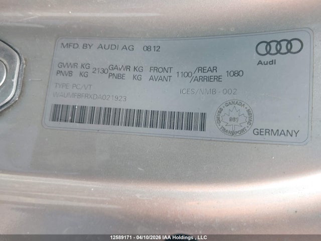 Продажа на аукционе авто 2013 Audi A5 Premium, vin: WAUMFBFRXDA021923, номер лота: 12589171