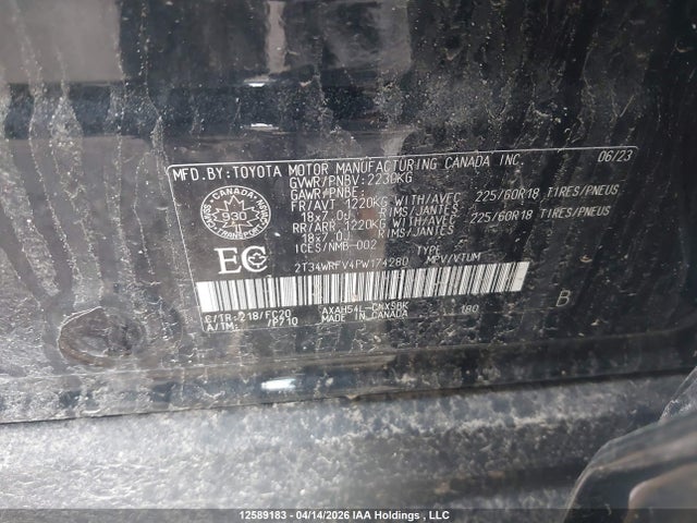 2T34WRFV4PW174280 Toyota Rav4 Hybrid Se