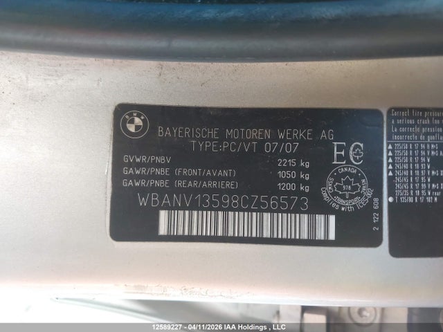 Aukcja sprzedaży 2008 Bmw 528xi, vin: WBANV13598CZ56573, numer aukcji: 12589227