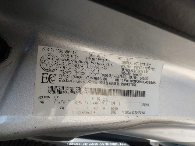 2012 Ford Focus Se მანქანა იყიდება აუქციონზე, vin: 1FAHP3F29CL439585, აუქციონის ნომერი: 12589265