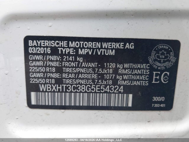 WBXHT3C38G5E54324 BMW X1 Xdrive28i