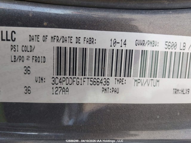 Продажа на аукционе авто 2015 Dodge Journey R/t, vin: 3C4PDDFG1FT566436, номер лота: 12589299