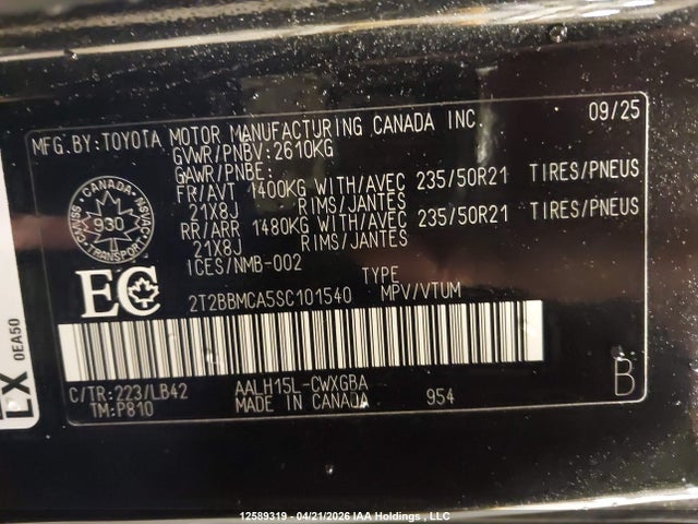 Продаж на аукціоні авто 2025 Lexus Rx 350h, vin: 2T2BBMCA5SC101540, номер лоту: 12589319