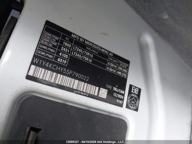 12589327 :رقم المزاد ، W1Y4KCHY5SP790022 vin ، 2025 Mercedes-benz Sprinter 2500 مزاد بيع