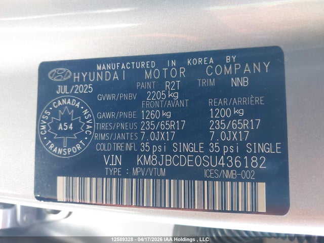 KM8JBCDE0SU436182 Hyundai TUCSON SEL