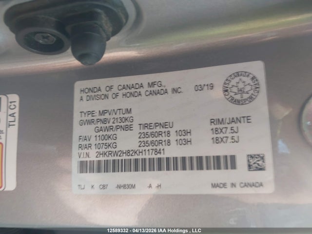 2HKRW2H82KH117841 Honda CR-V