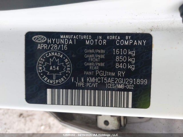 Продаж на аукціоні авто 2016 Hyundai Accent Se, vin: KMHCT5AE2GU291899, номер лоту: 12589353