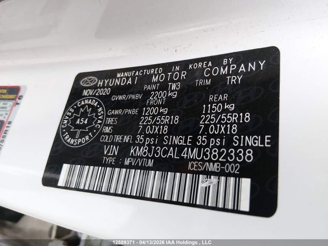 KM8J3CAL4MU382338 Hyundai Tucson Preferred Awd With Trend Package