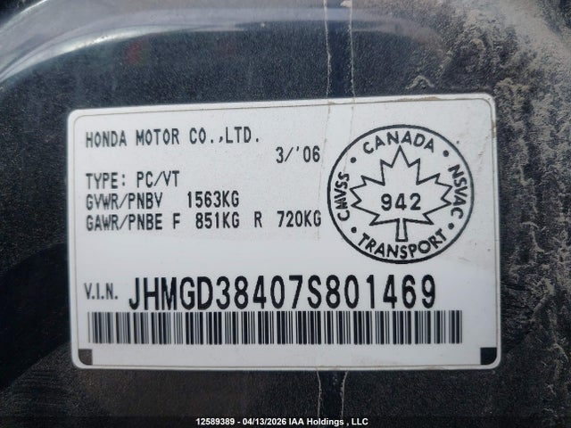 Aukcja sprzedaży 2007 Honda Fit, vin: JHMGD38407S801469, numer aukcji: 12589389