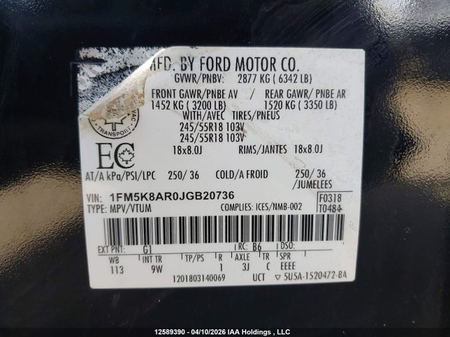Aukcja sprzedaży 2018 Ford Police Interceptor Utility, vin: 1FM5K8AR0JGB20736, numer aukcji: 12589390