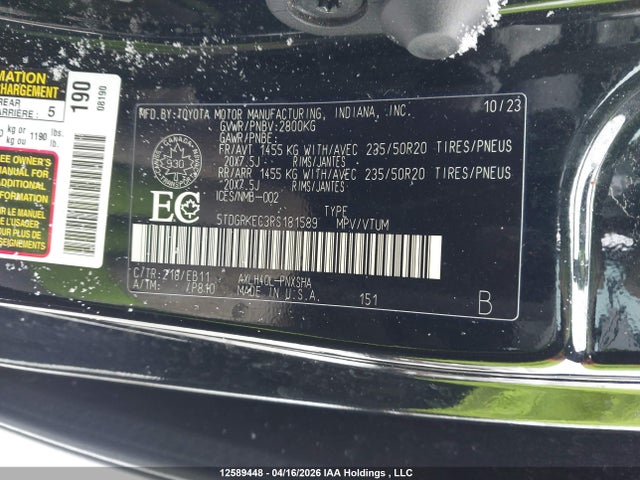 Aukcja sprzedaży 2024 Toyota Sienna Xse 7-passenger, vin: 5TDGRKEC3RS181589, numer aukcji: 12589448