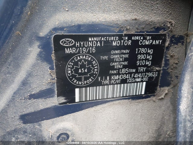 KMHD84LF4HU129621 Hyundai ELANTRA GL