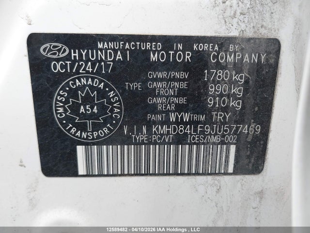 KMHD84LF9JU577469 Hyundai Elantra