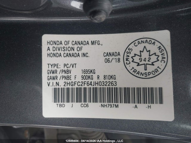 Продаж на аукціоні авто 2018 Honda Civic Lx, vin: 2HGFC2F64JH032263, номер лоту: 12589484
