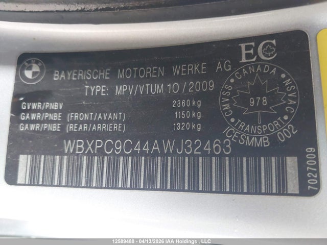 12589488 :رقم المزاد ، WBXPC9C44AWJ32463 vin ، 2010 Bmw X3 Xdrive30i مزاد بيع