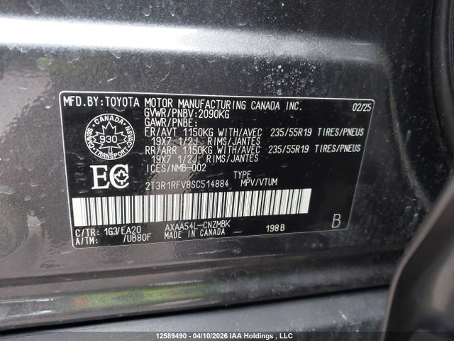 2025 Toyota Rav4 Xle/xle Premium მანქანა იყიდება აუქციონზე, vin: 2T3R1RFV8SC514884, აუქციონის ნომერი: 12589490