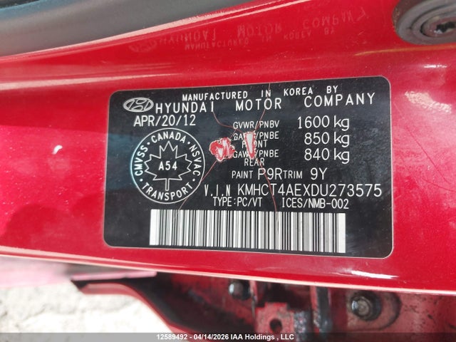 Продаж на аукціоні авто 2013 Hyundai Accent Gl, vin: KMHCT4AEXDU273575, номер лоту: 12589492