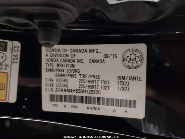 Honda CR-V 2016 2HKRM4H55GH129920 Image 9