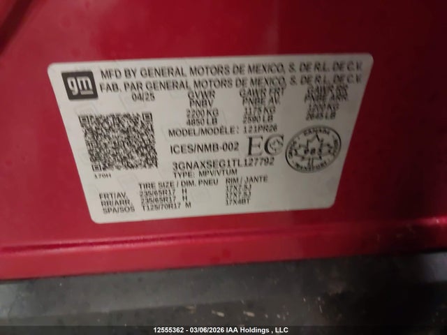 3GNAXSEG1TL127792 Chevrolet Equinox Activ Awd