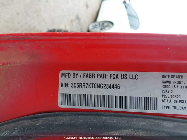 Продажа на аукционе авто 2022 Dodge Ram 1500, vin: 3C6RR7KT0NG284446, номер лота: 12589541