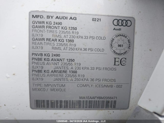 Продаж на аукціоні авто 2021 Audi Q5, vin: WA1EAAFY6M2056471, номер лоту: 12589549