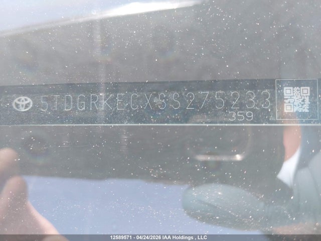 12589571 :رقم المزاد ، 5TDGRKECXSS275233 vin ، 2025 Toyota Sienna Le 8-passenger مزاد بيع