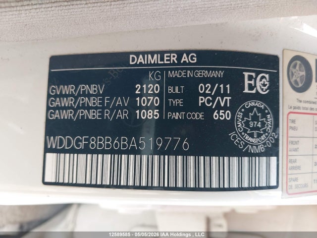 Aukcja sprzedaży 2011 Mercedes-benz C 300 4matic, vin: WDDGF8BB6BA519776, numer aukcji: 12589585