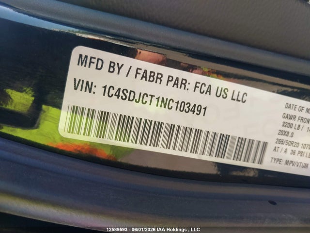 Dodge Durango 2022 1C4SDJCT1NC103491 Image 9