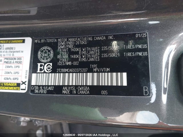 Продаж на аукціоні авто 2025 Lexus Rx 350h, vin: 2T2BBMCA6SC075207, номер лоту: 12589630