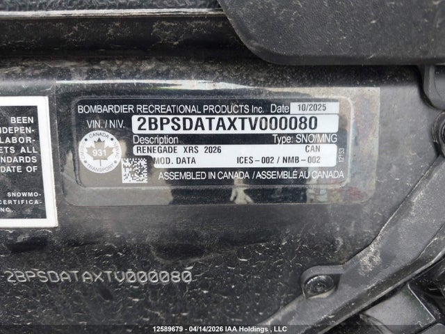 Skidoo Renegade 2026 2BPSDATAXTV000080 Image 9