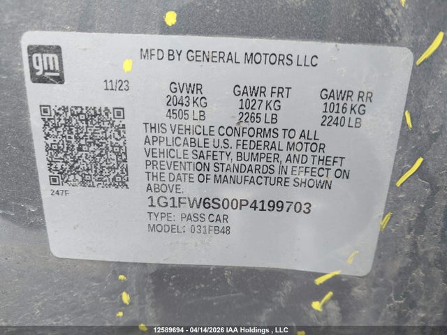 1G1FW6S00P4199703 Chevrolet Bolt Ev 1lt