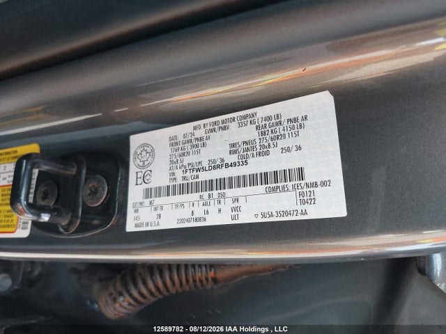 Aukcja sprzedaży 2024 Ford F-150, vin: 1FTFW5LD8RFB49335, numer aukcji: 12589782
