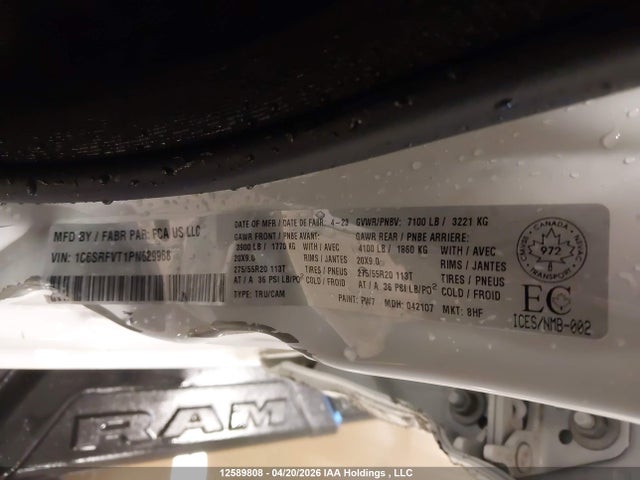 1C6SRFVT1PN629968 RAM 1500 Sport