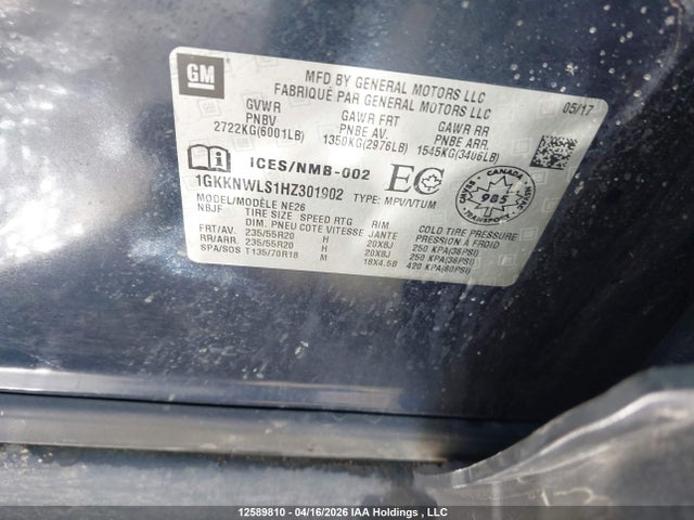 2017 Gmc Acadia Slt-2 მანქანა იყიდება აუქციონზე, vin: 1GKKNWLS1HZ301902, აუქციონის ნომერი: 12589810