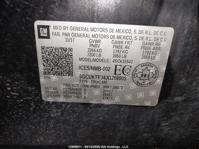 3GCUKTEJ4JG259005 Chevrolet Silverado K1500 High Country