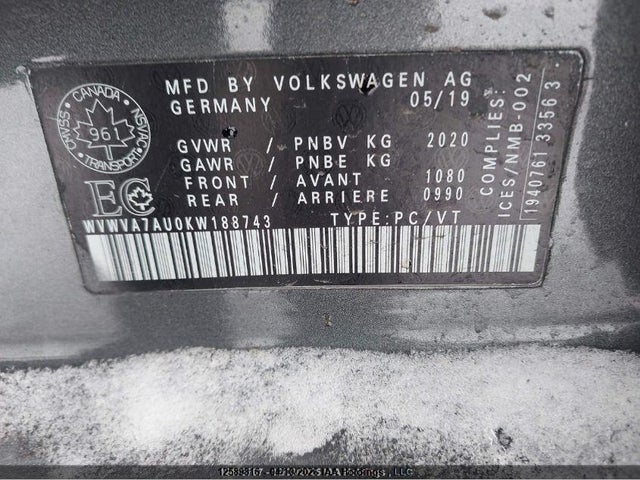WVWVA7AU0KW188743 Volkswagen Golf R