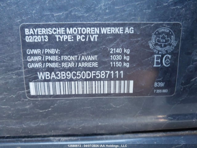12580513 :رقم المزاد ، WBA3B9C50DF587111 vin ، 2013 Bmw 335i Xdrive مزاد بيع