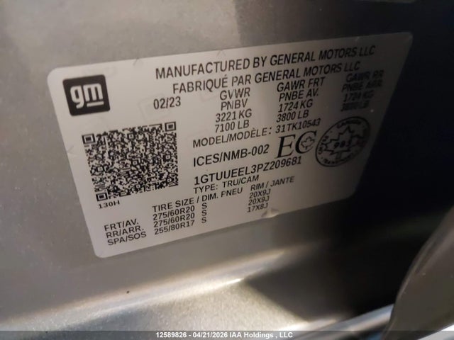 2023 Gmc Sierra K1500 At4 მანქანა იყიდება აუქციონზე, vin: 1GTUUEEL3PZ209681, აუქციონის ნომერი: 12589826