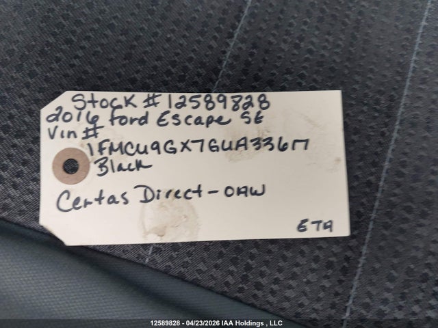 Продажа на аукционе авто 2016 Ford Escape Se, vin: 1FMCU9GX7GUA33617, номер лота: 12589828