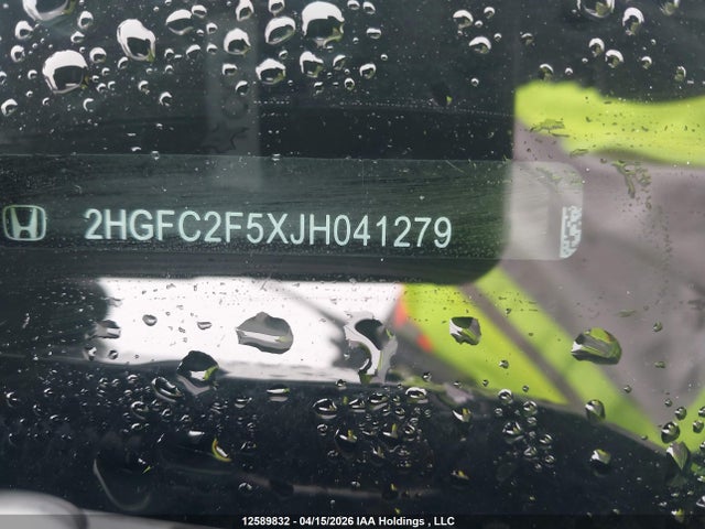 Aukcja sprzedaży 2018 Honda Civic Lx, vin: 2HGFC2F5XJH041279, numer aukcji: 12589832