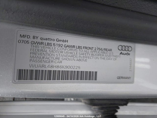 Aukcja sprzedaży 2006 Audi S4 Quattro Cabriolet, vin: WUARL48H86K900225, numer aukcji: 12589849